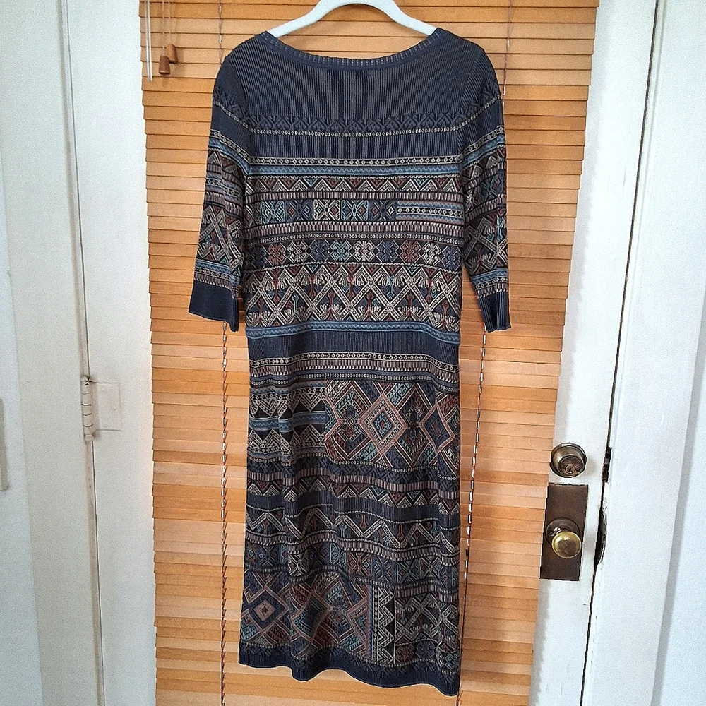 Peruvian Connection Moroccan Tile Jacquard Patterned Midi Dress wi - Picture 2 of 8